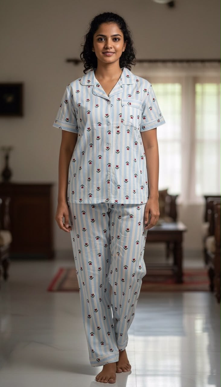 Button Down Night Suit