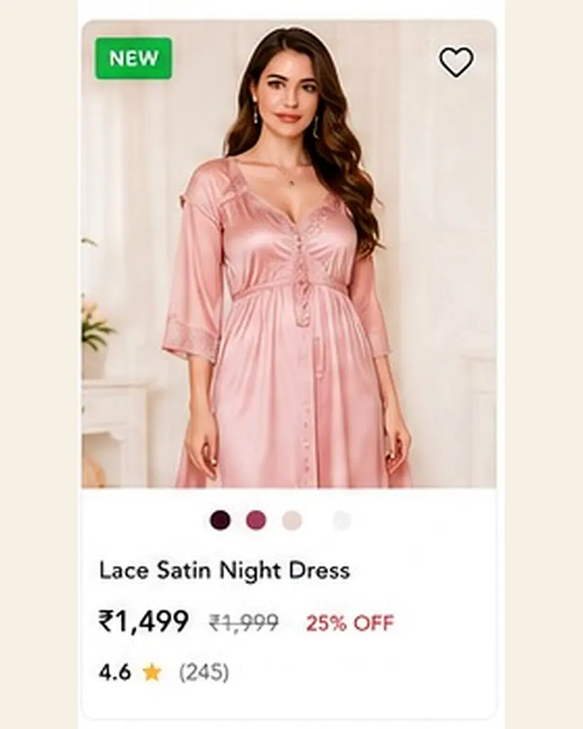 Lace Satin Night Dress