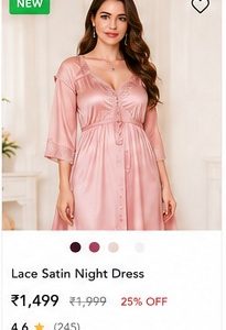 Lace Satin Night Dress