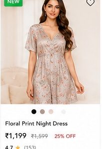 Floral Print Night Dress